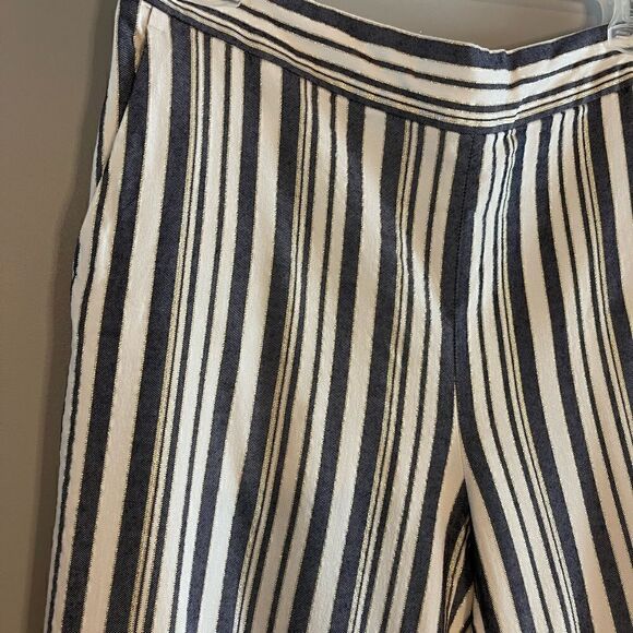 LOFT Striped Gold Metallic/Blue/Cream Pull On Pant | SZ S - Picture 11 of 12